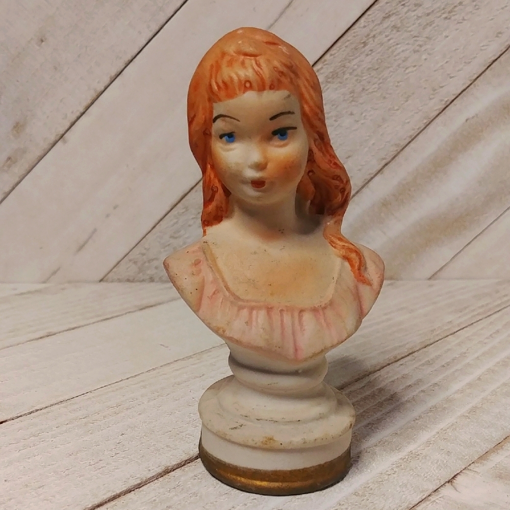 Vintage Ginger Haired Doll Head Bust Hand Painted